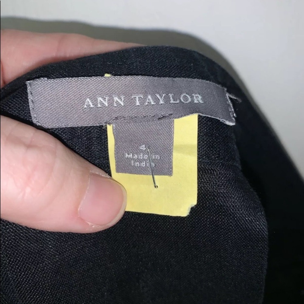 Ann Taylor Linen A-Line pleated Skirt Black with White Embroidery Detail Size 4 - Picture 5 of 9